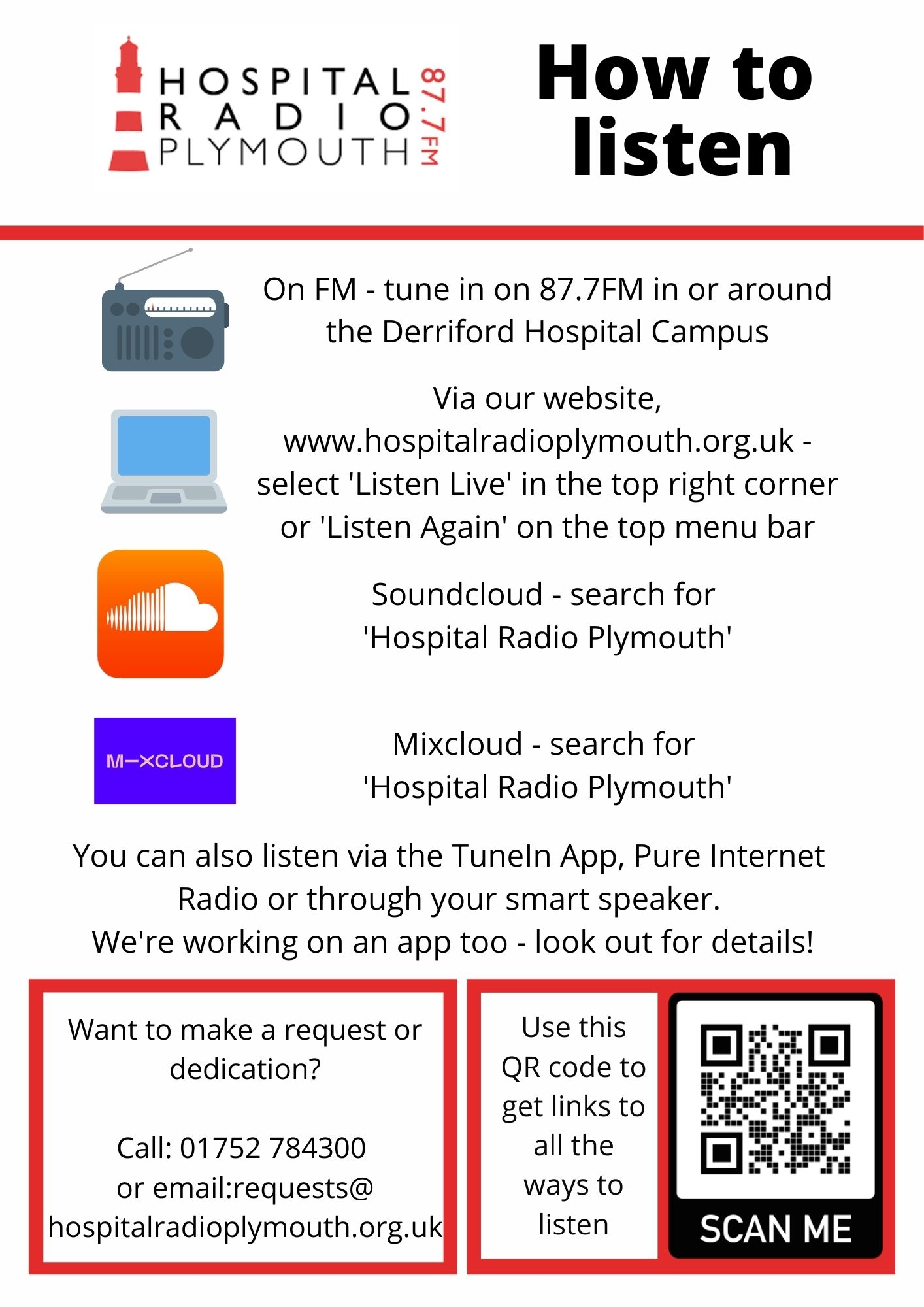 List of ways to listen to Hospital Radio Plymouth 87.7FM
